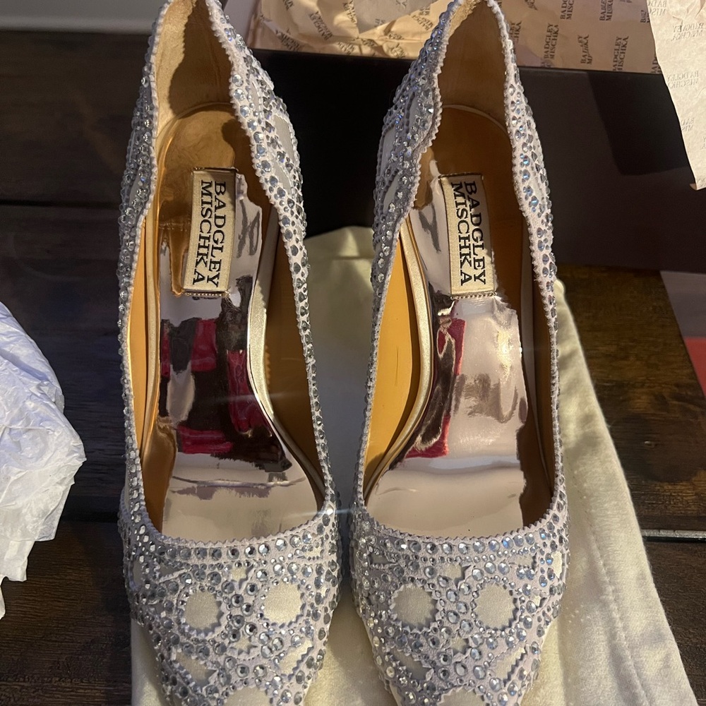 Badgley Mischka Women's Silver Embellished Heels
